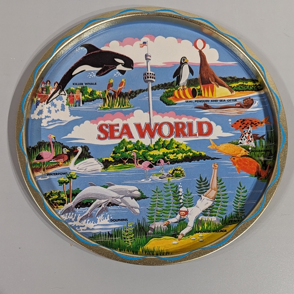 vintage 1970's seaworld tin decorative plate - Picture 1 of 7
